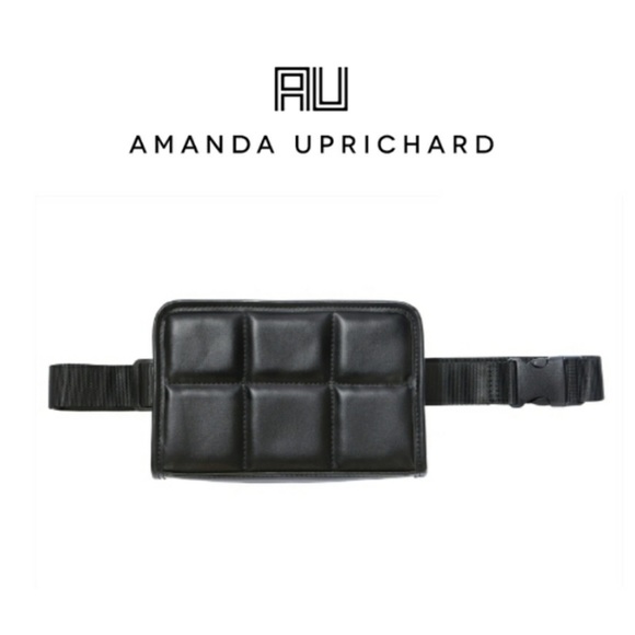Amanda Uprichard Quilted Faux Leather Belt Bag in Black Sz STANDARD (0-14) - Picture 2 of 9